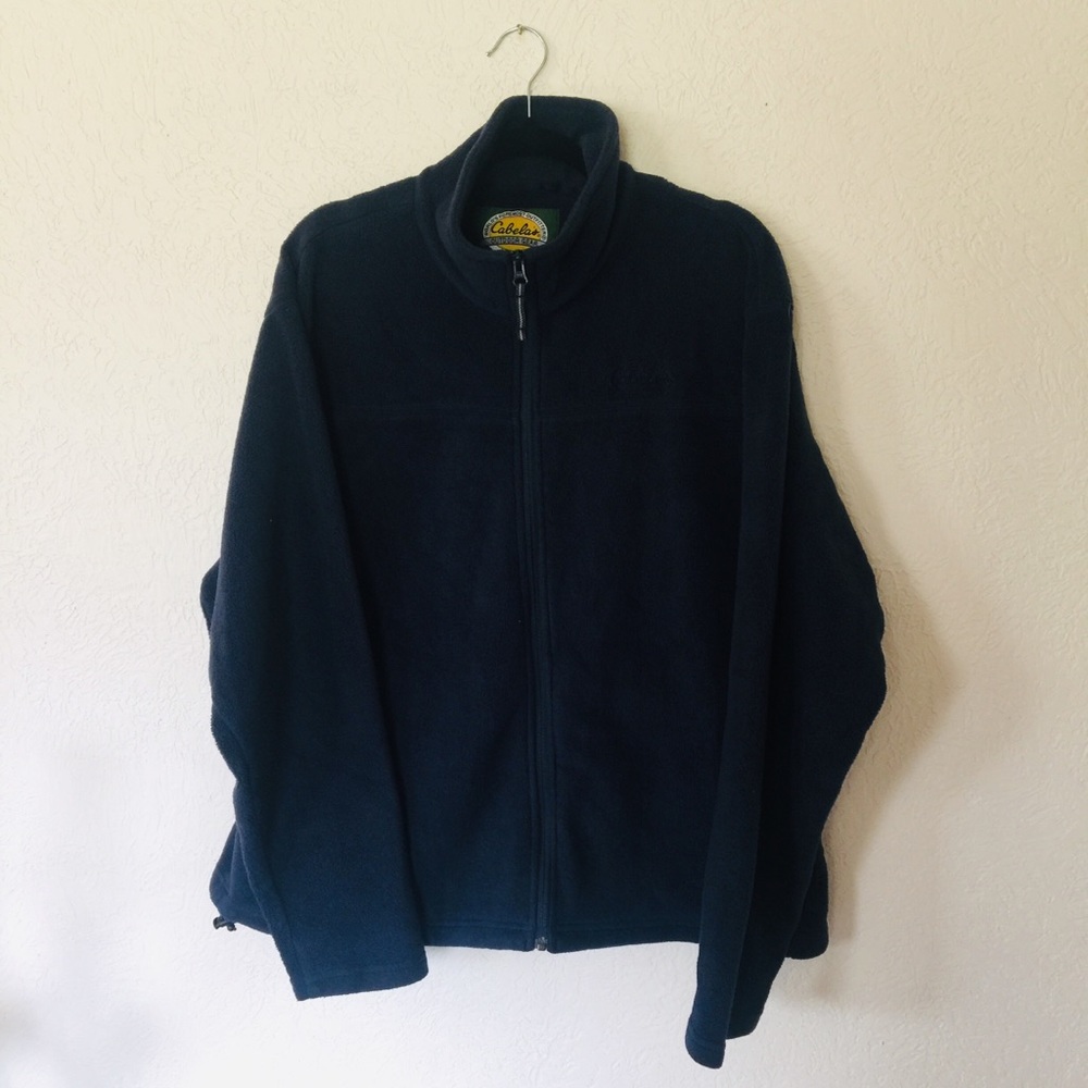 Cabela’s men’s fleece navy zip up size XL outdoors camping hiking fishing camp